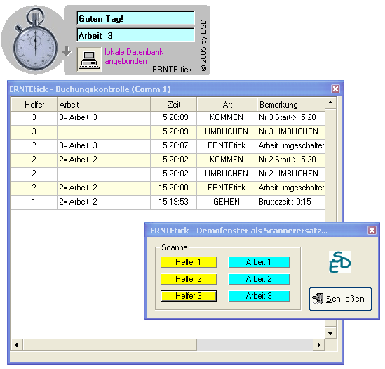 Statusfenster am Bildschirmrand